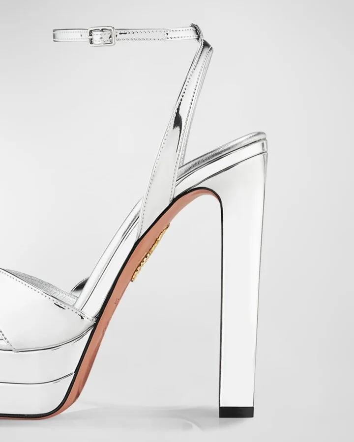 Divine Metallic Crisscross Platform Sandals - Image 7