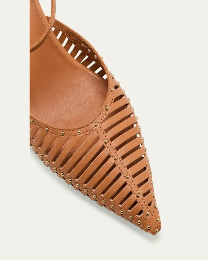 Divya Caged Leather Ankle-Strap Pumps - Image 4