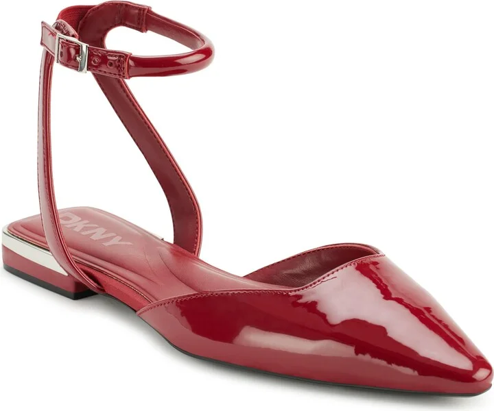 DKNY Cacia Pointed Toe Ballet Flat with Ankle Strap Mule