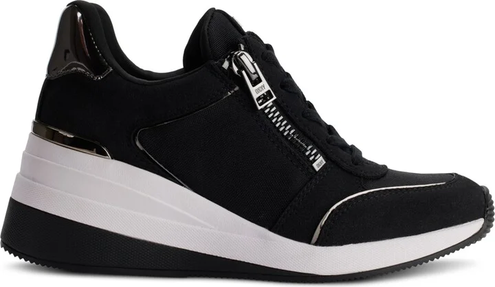 Dkny Kaden Lace-Up Zip Wedge Sneakers - Black/ Dark Gunmetal - Image 2