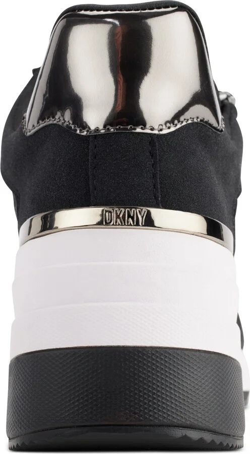 Dkny Kaden Lace-Up Zip Wedge Sneakers - Black/ Dark Gunmetal - Image 3