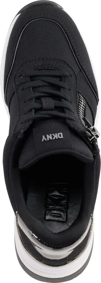Dkny Kaden Lace-Up Zip Wedge Sneakers - Black/ Dark Gunmetal - Image 4