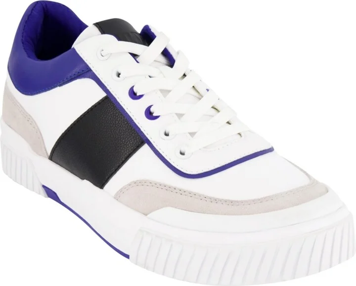 Dkny Men's Low Top Two Tone Branded Sole Lace Up Sneakers