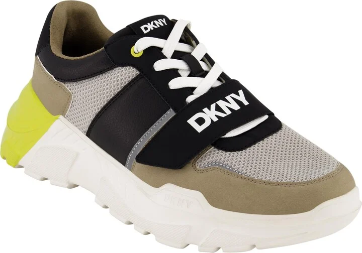 DKNY Men's Rubber Sole Round Toe Shape Lace-up Sneakers