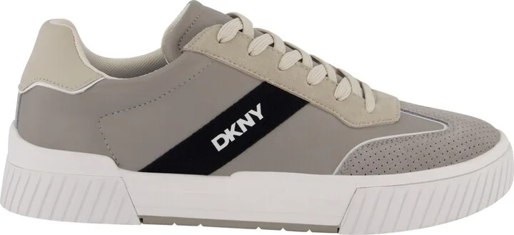 Dkny Men's Side Logo Perforated Two Tone Branded Sole Racer Toe Sneakers - Image 2