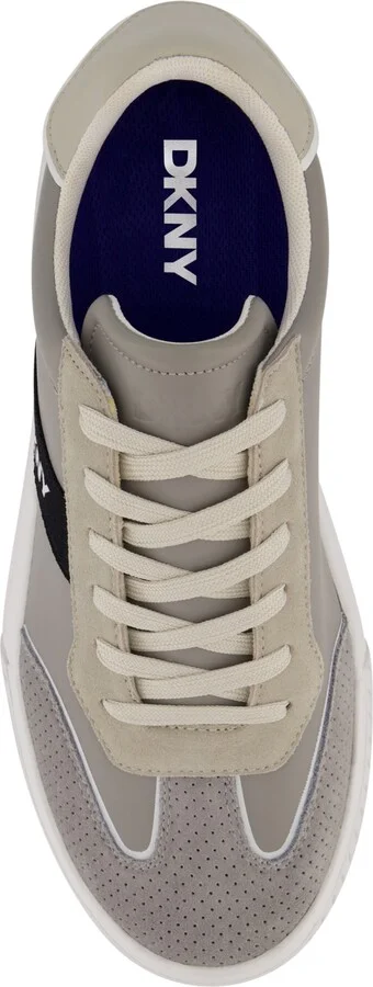 Dkny Men's Side Logo Perforated Two Tone Branded Sole Racer Toe Sneakers - Image 4