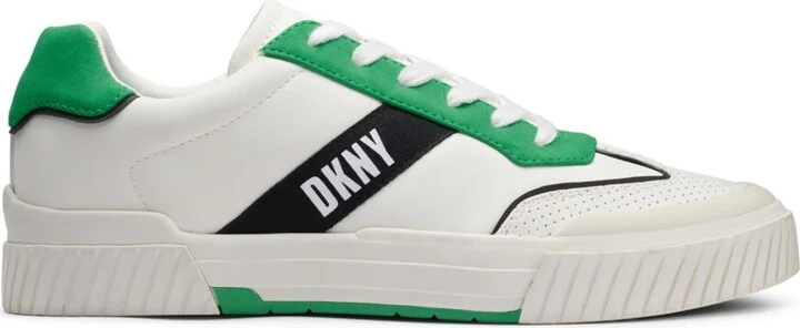 Dkny Men's Side Logo Perforated Two Tone Branded Sole Racer Toe Sneakers - Image 6