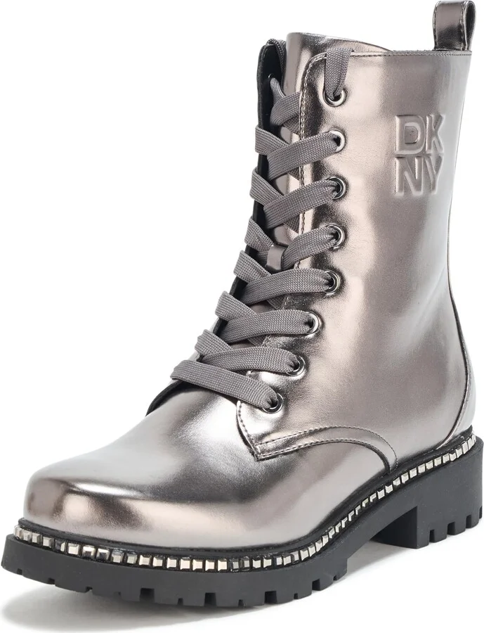 DKNY Rommily Lace Up Combat Boot with Studs