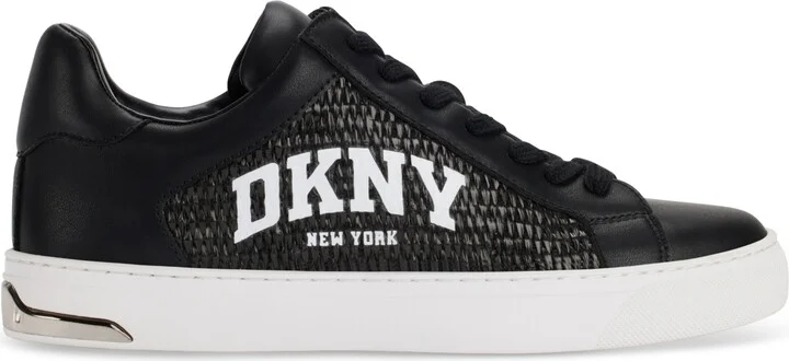 Dkny Women's Abeni Arch Raffia Logo Low-Top Sneakers - Black/ Natural - Image 6