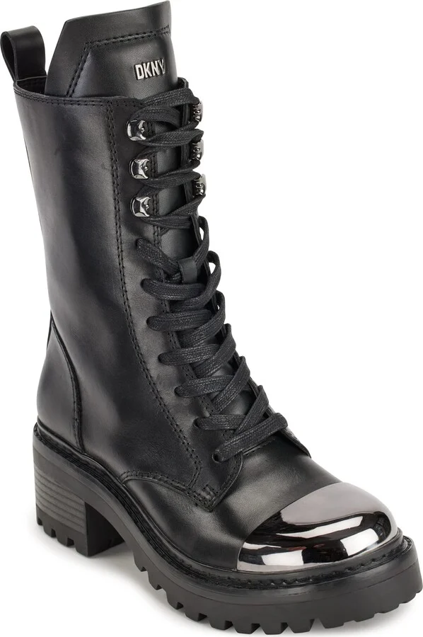 DKNY Women's Barnett Metal Cap Toe Combat Boot