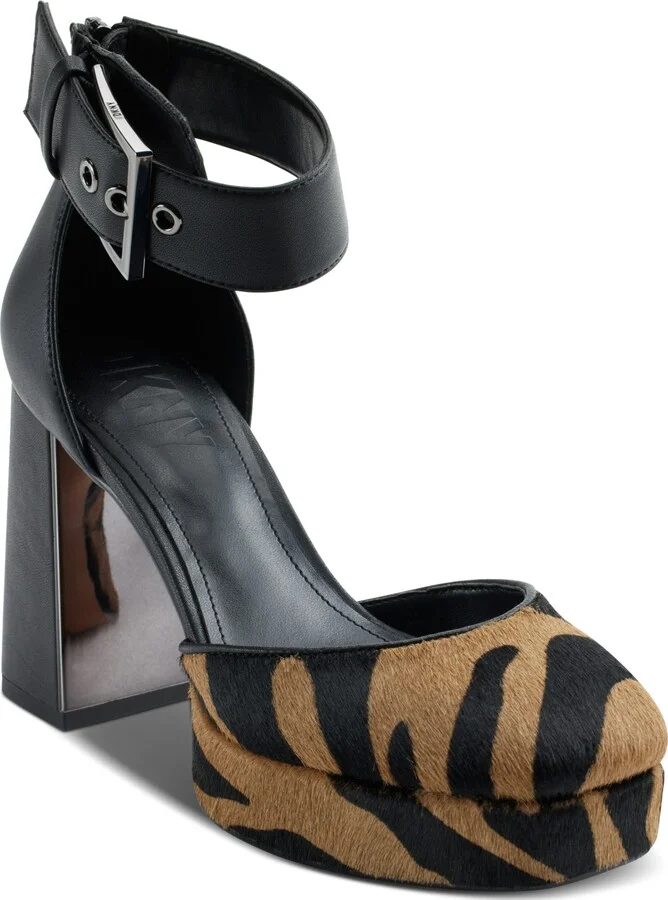 Dkny Women's Barra Ankle-Strap Platform Pumps - Black/ Latte