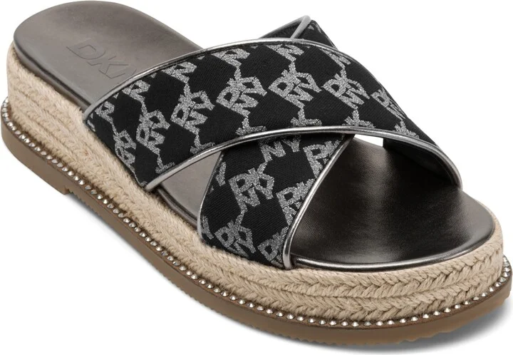 Dkny Women's Berris X Band Sandals - Black, Nickel