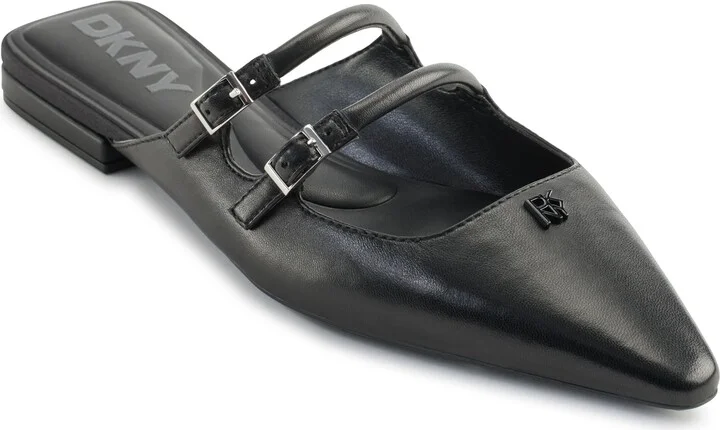 DKNY Women's Cahana Pointed Toe Flat Mule with Belt Strap Details