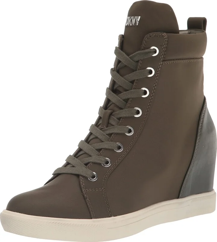 DKNY Women's Calz Lace Up Wedge Sneaker