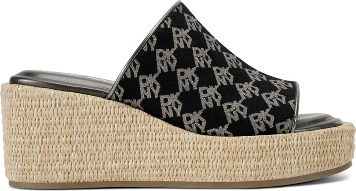Dkny Women's Conrad Slip-On Wedge Sandals - Black, Nickel - Image 2
