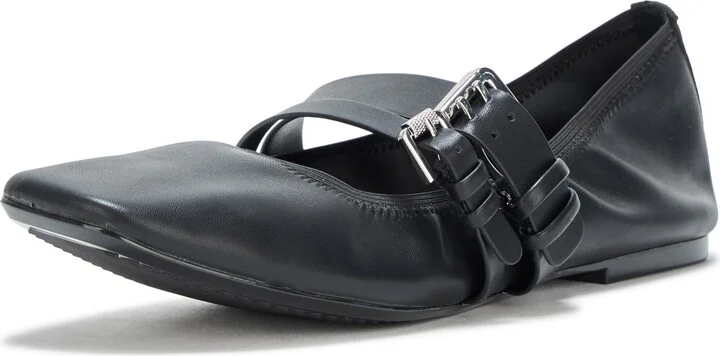 DKNY Women's Dade Ballet Flat with Double Buckle Strap Mule