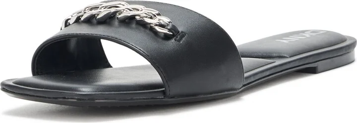 DKNY Women's Dania Flat Slide Sandal with Chain Detail