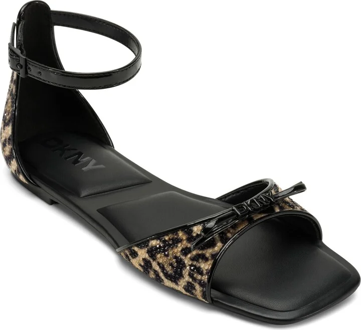 DKNY Women's Dazey Flat Ankle Strap Sandal with Logo