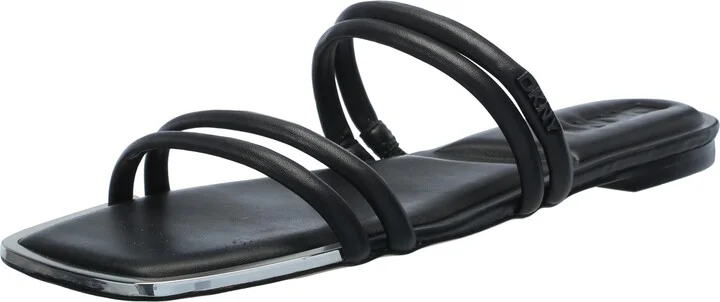 DKNY Women's Dee Square Toe Multi Band Flat Slide Sandal