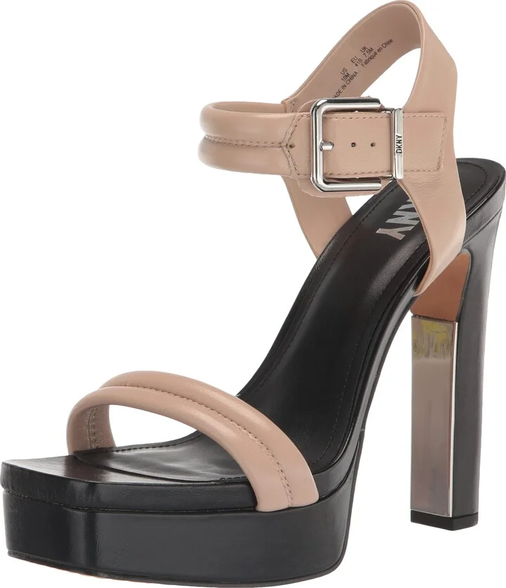 DKNY Women's Jaysha Evening Platform Dress Heel with Belt Strap Detail Heeled Sandal