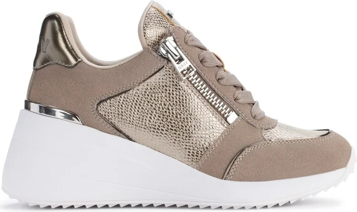 Dkny Women's Kalina Lace-Up Wedge Sneakers - Pewter/ Black - Image 6