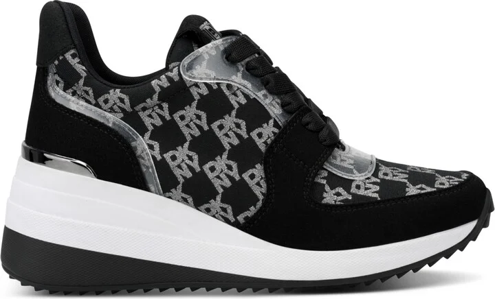 Dkny Women's Kamay Lace-Up Wedge Sneakers - Black, Nickel - Image 2