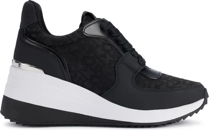 Dkny Women's Kamay Lace-Up Wedge Sneakers - Black, Nickel - Image 10