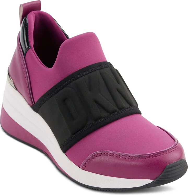 Dkny Women's Kamryn Slip-On Logo Wedge Sneakers - Berry/ Black