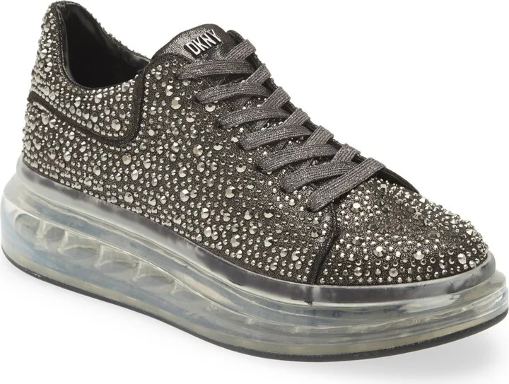 DKNY Women's Kandas Studded Platform Lace Up Sneaker