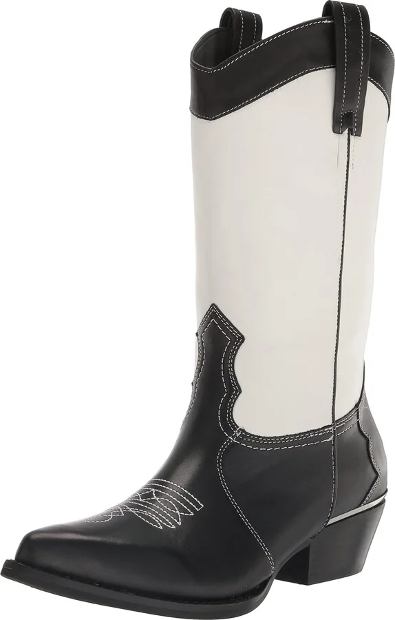 DKNY Women's Laila Metallic Leather Cowboy Boot Combat