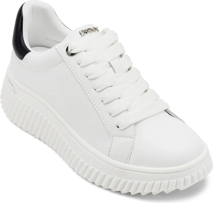 Dkny Women's Lobeco Lace-Up Platform Sneakers - White, Black