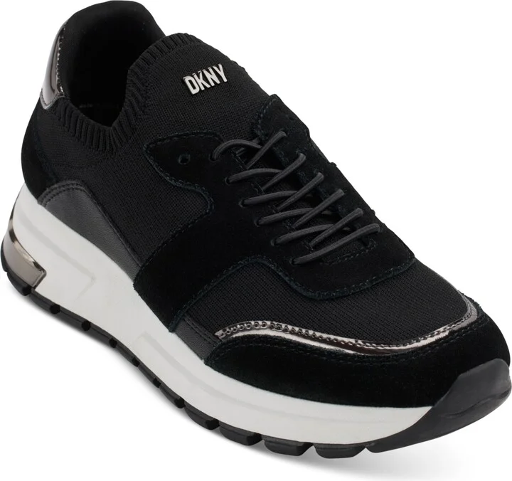 Dkny Women's Maida Lace-Up Low-Top Running Sneakers - Black/ Dark Gunmetal