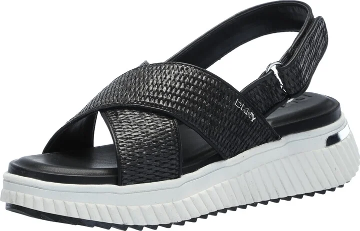DKNY Women's Malai Woven Crisscross Slingback Platform Sandal Slide