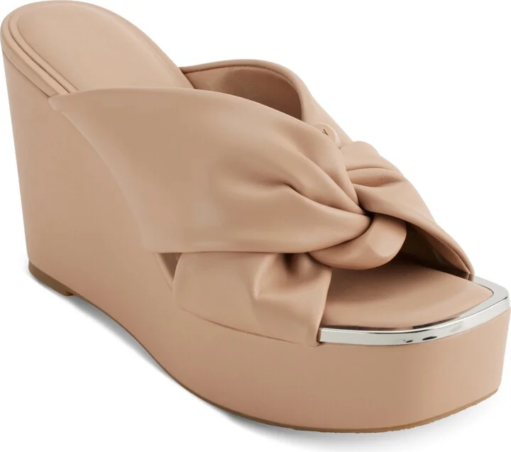 Dkny Women's Maryn Chain Twist Platform Wedge Sandals