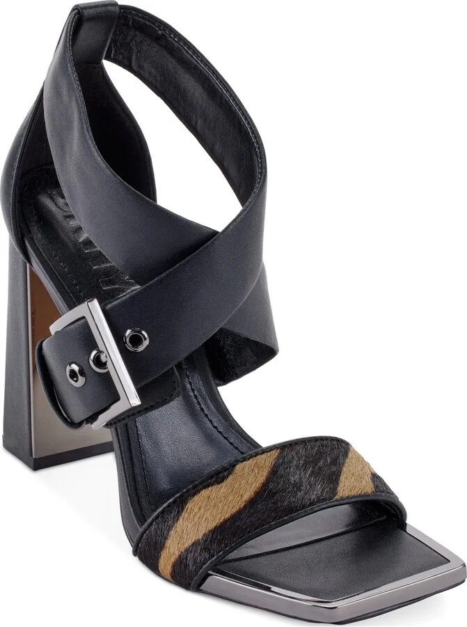 Dkny Women's Revelyn Crisscross Ankle-Strap Dress Sandals - Black/ Latte