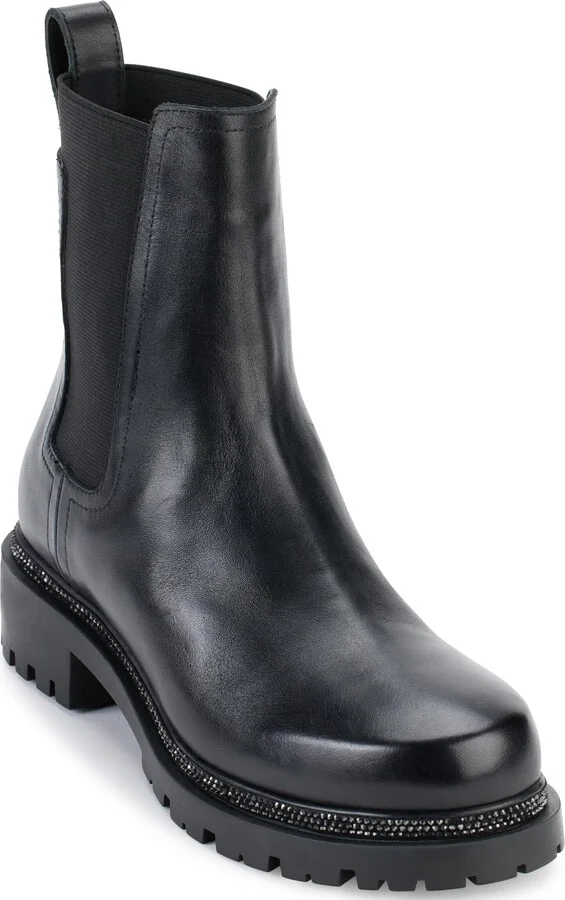 DKNY Women's Rick Slip On Chelsea Boot with Stud Details Fashion