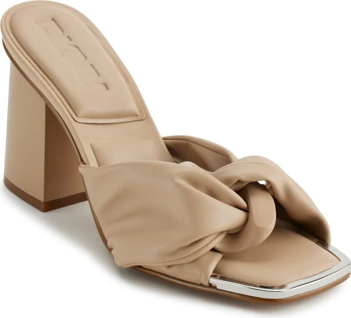 DKNY Women's Silas Chain Sandal Mule with Block Heel Heeled