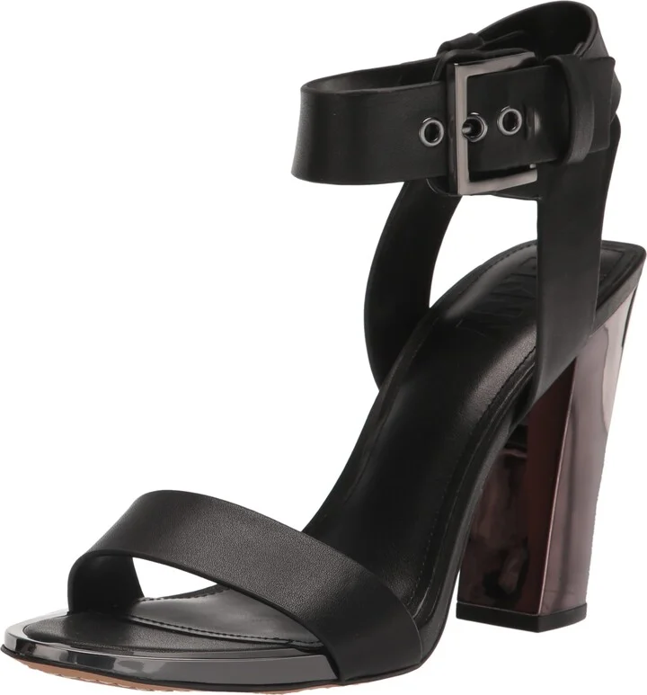 DKNY Women's Terah Block Heel with Belt Detail Heeled Sandal