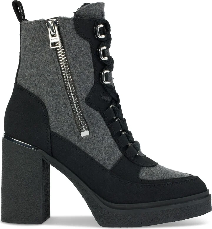 Dkny Women's Toia Lace-Up Zip Block Heel Booties - Grey/ Black - Image 2
