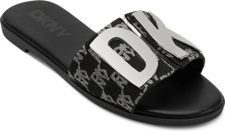 Dkny Women's Waltz Slip-On Flat Sandals - Black, Nickel