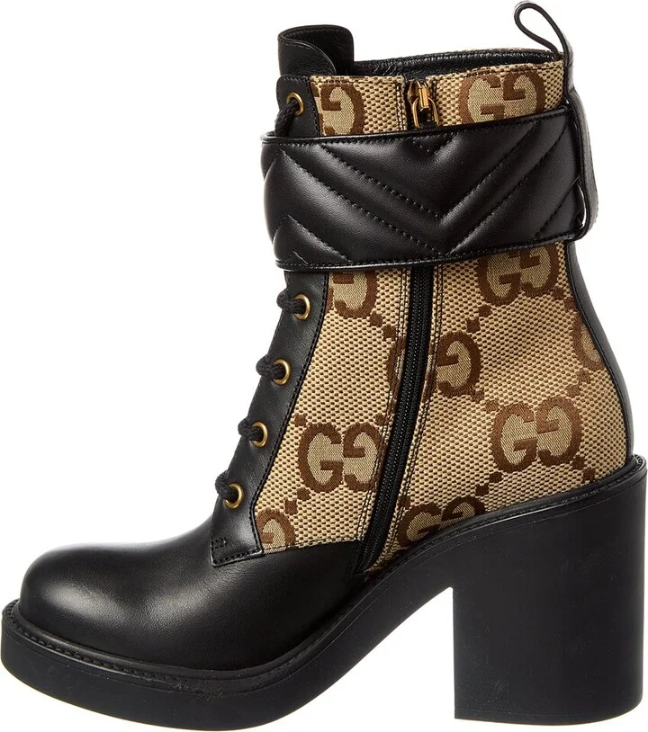 Dnu Gucci Double G Gg Canvas & Leather Boot - Image 2