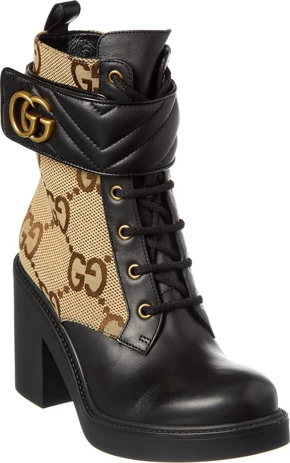 Dnu Gucci Double G Gg Canvas & Leather Boot