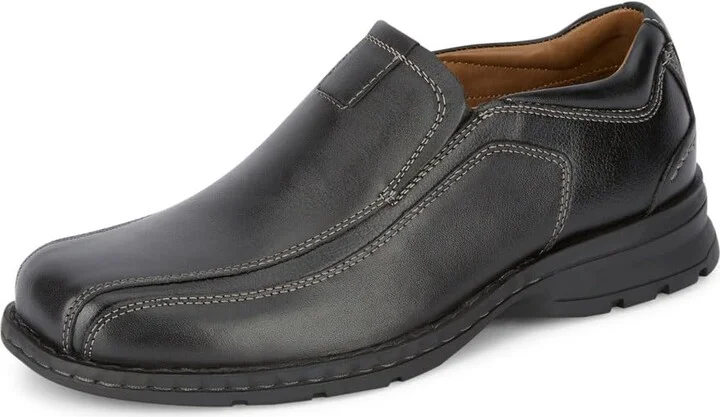 Dockers Agent Bike Toe Slip On Black Tumbled Leather 11.5 EE - Wide