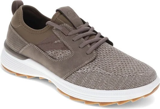 Dockers Mens Adan Knit and Synthetic Leather Casual Slip On Sneaker Shoe, Navy/Tan, Size