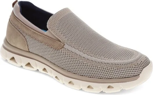 Dockers Mens Caden Knit and Synthetic Leather Casual Slip On Loafer Shoe, Taupe, Size