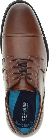 Dockers Mens Echo Synthetic Leather Cap Toe Dress Oxford Lace Up Shoe, Cognac, Size 10.5 W - Image 2