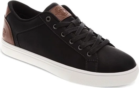 Dockers Mens Jensen Synthetic Leather Casual Lace Up Sneaker Shoe, Black, Size