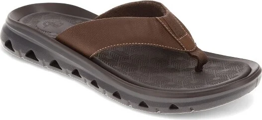 Dockers Mens Luka Synthetic Leather Casual Flip Flop Sandal Shoe, Dark Tan, Size
