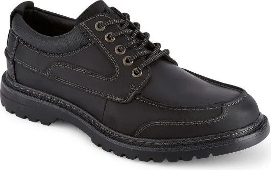 Dockers Mens Overton Leather Rugged Casual Oxford Shoe with Stain Defender - Wide Widths Available, Black, Size