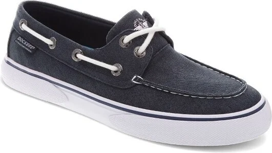 Dockers Mens Rowe Canvas Casual Lace Up Boat Shoe, Navy, Size